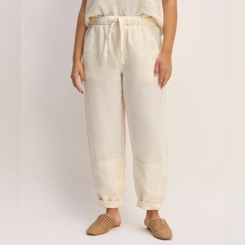 Everlane The Linen Pull-On Barrel Pant | Bone | Medium